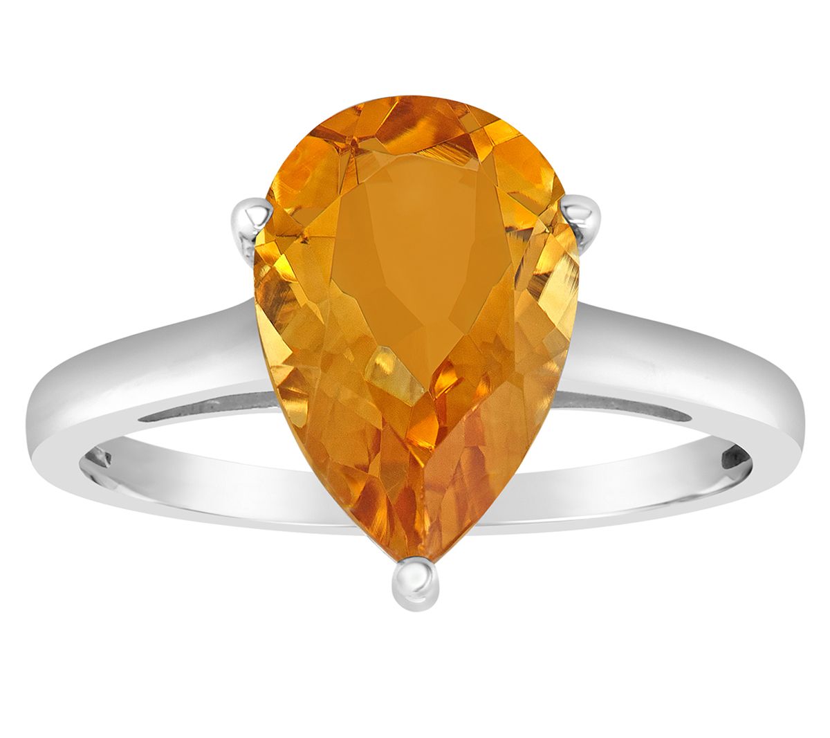 14K Gold Pear Shaped 2.50 cttw Citrine Gemstone Ring