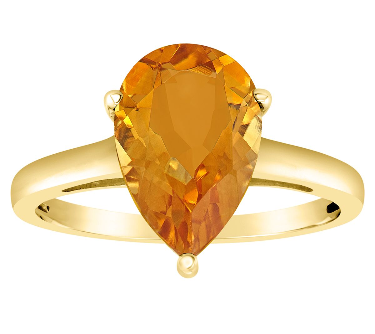 14K Gold Pear Shaped 2.50 cttw Citrine Gemstone Ring