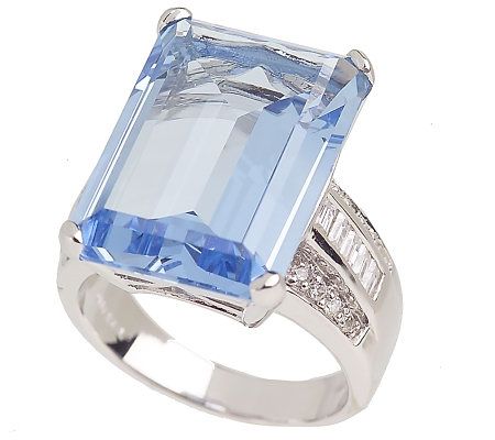 Betty Grable Inspired Emerald Shape Simulated Blue Diamond Ring - QVC.com