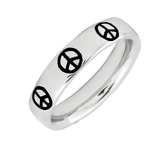 Simply Stacks Sterling Epoxy Enamel Peace SignRing