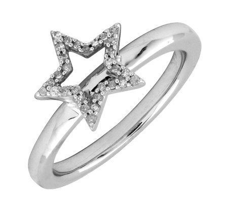 Simply Stacks Sterling Star Diamond Ring - QVC.com