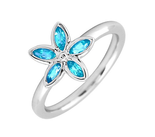 Simply Stacks Sterling & Blue Topaz Romantic Flower Ring