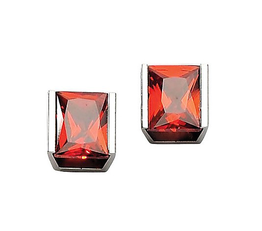 Steel by Design Red Cubic Zirconia Stud Earrings