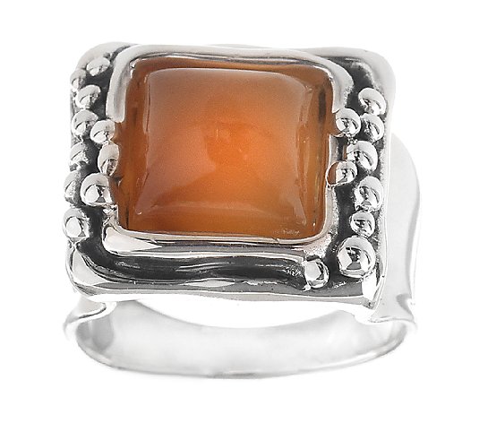 Hagit Sterling Square Carnelian Cabochon Ring