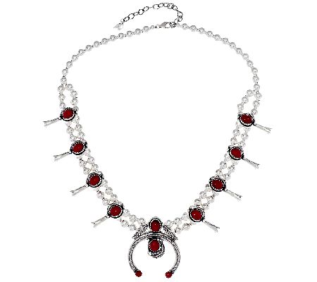 American West Sterling Red Coral Squash BlossomNecklace - QVC.com