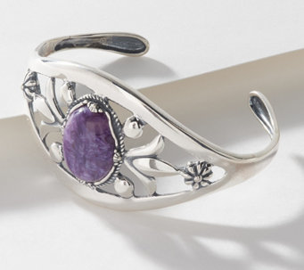 American West Sterling Silver Oval Charoite Cuff - J369361