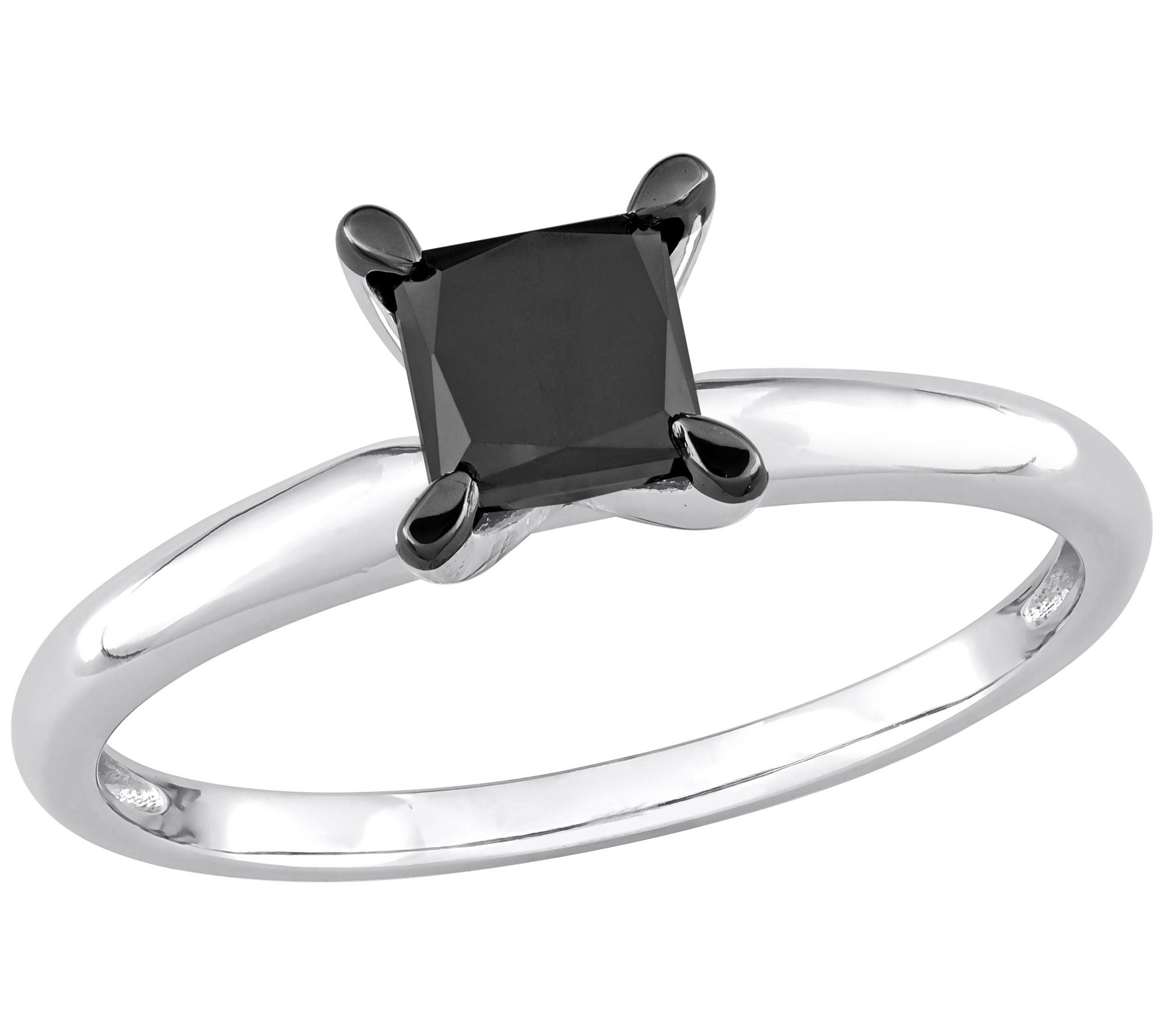 Affinity 9/10 cttw Black Diamond Solitaire Ring, 14K White Gold