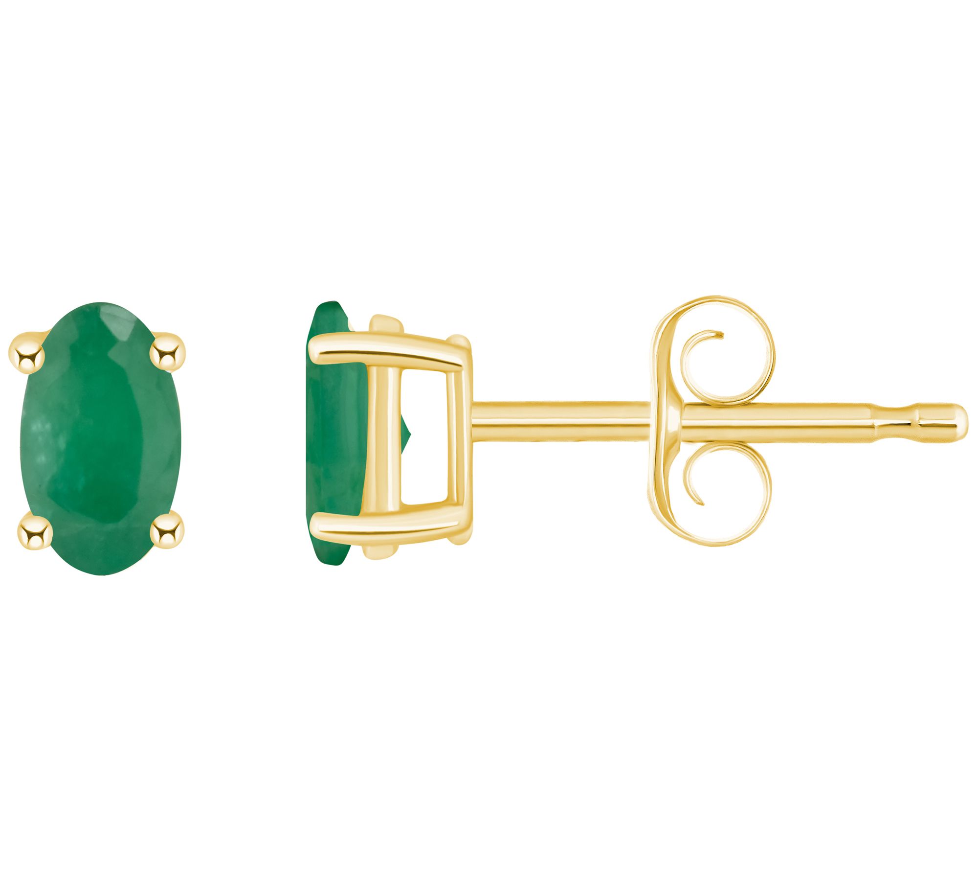 14K Oval 0.60 cttw Emerald Stud Earrings