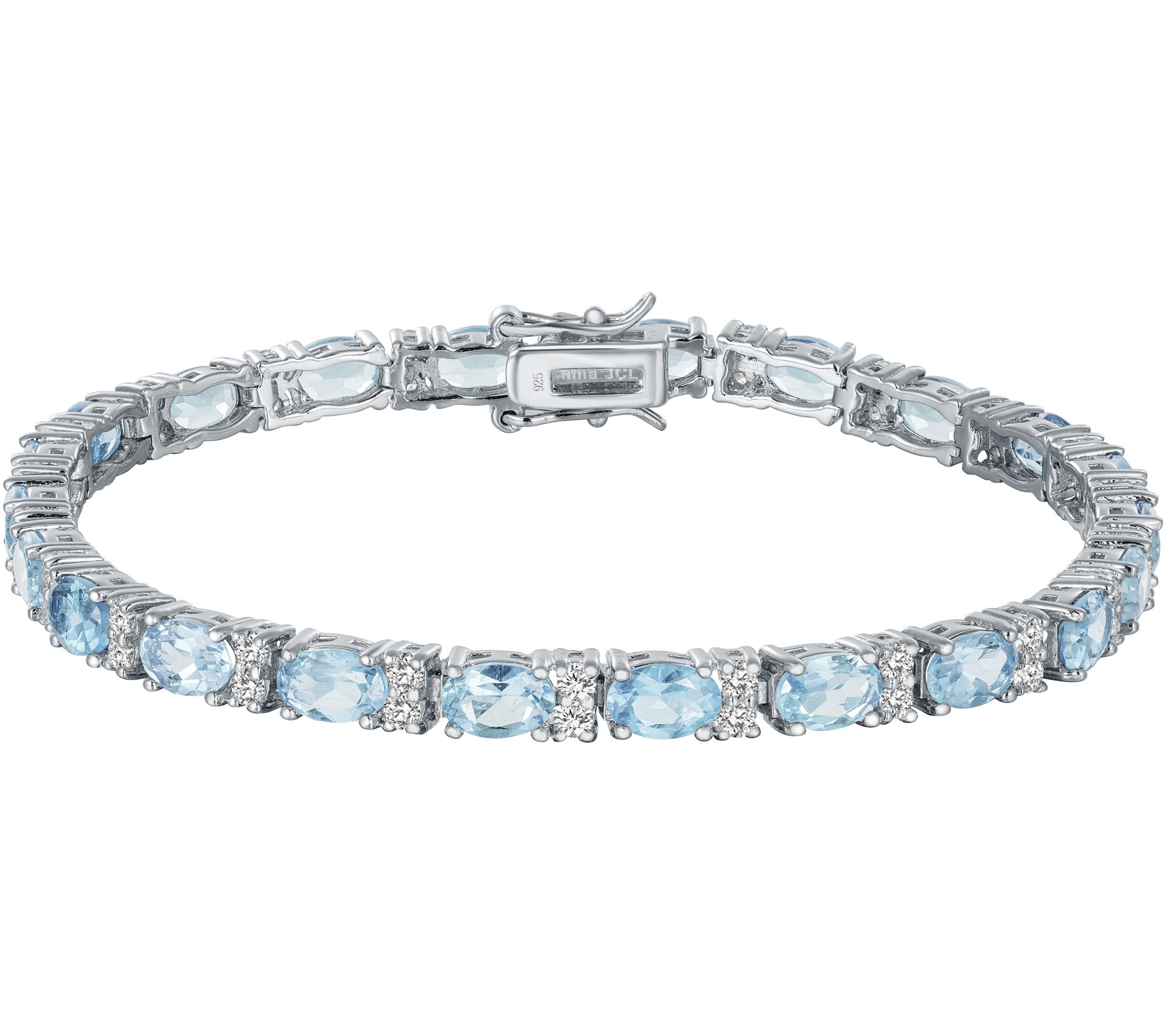 Sterling Silver Aquamarine & White Zircon Tennis Bracelet - QVC.com