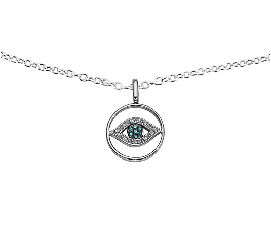 Reversible Evil Eye Pendant, Sterling, 1/5 cttw, by Affinity