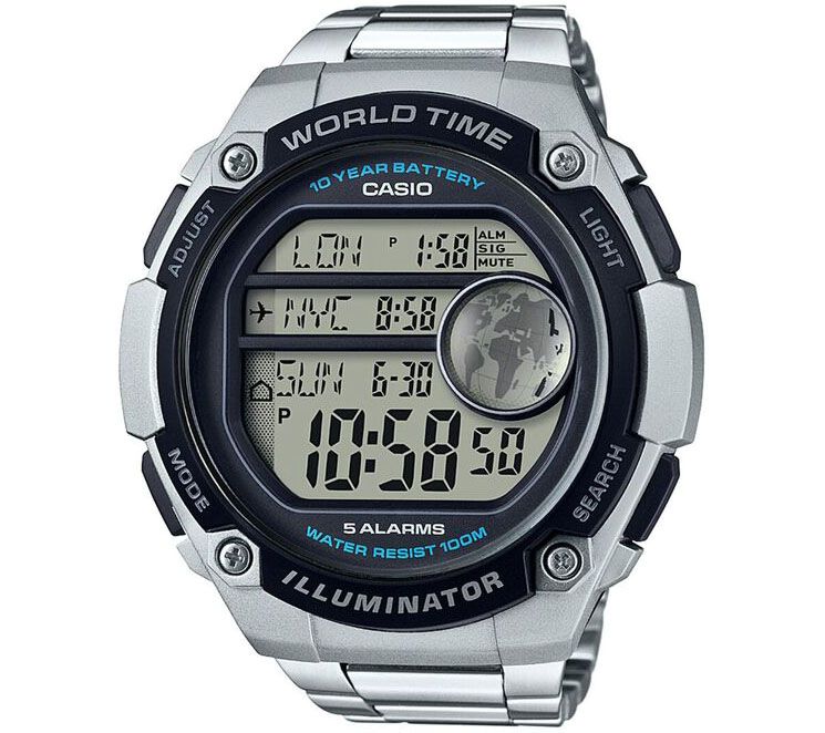 Casio Men's Silver World Time Watch - QVC.com