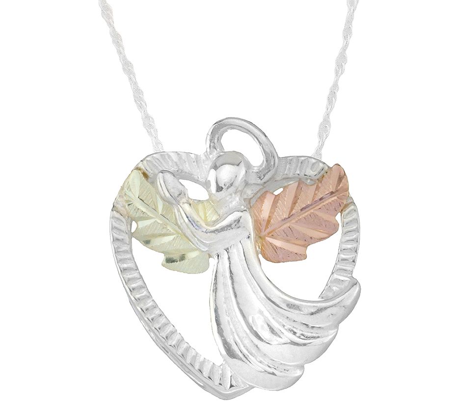 Black Hills Angel Heart Pendant w/ Chain, Sterling/12K Gold