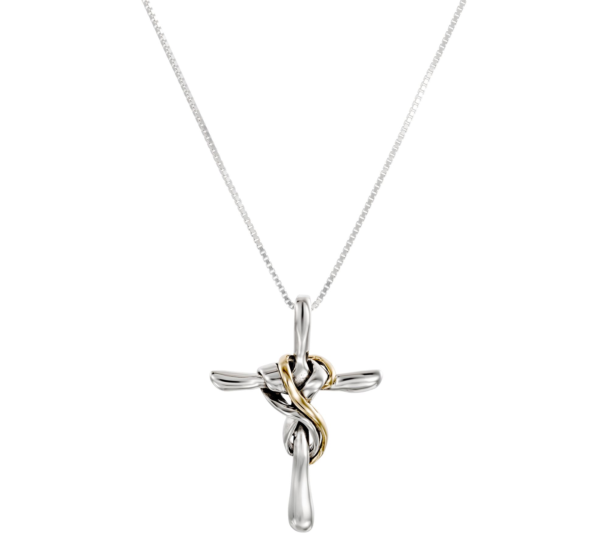 Hagit Sterling & 14K Gold Cross Pendant wi th Chain