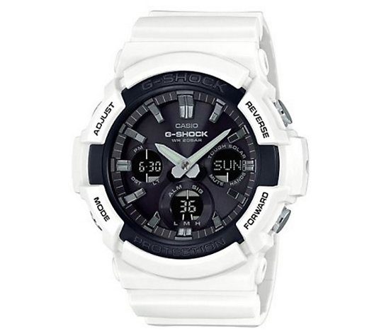 Casio G-Shock Solar-Powered Watch, White Strap