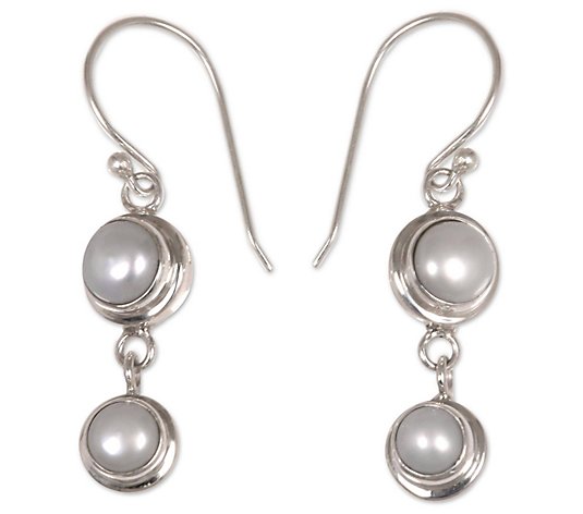 Artisan Crafted Cultured Pearl Dangle Earrings,Sterling