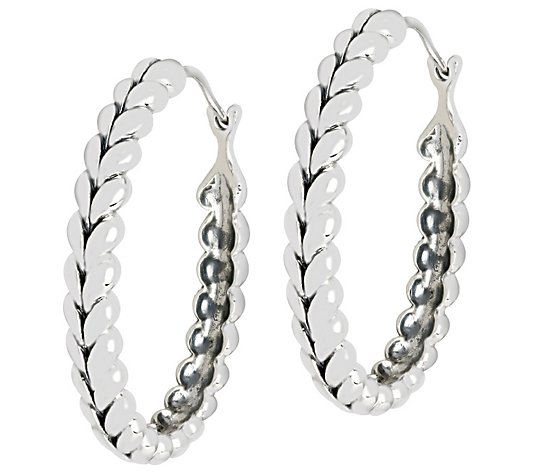 Tiffany Kay Studio Sterling Herringbone Oval Hoop Earrings
