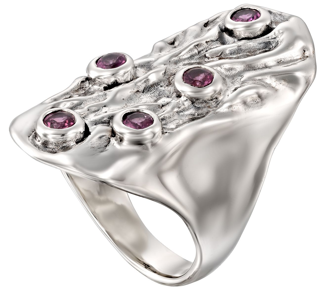 Hagit Sterling Rhodolite Garnet Elongated Ring - QVC.com
