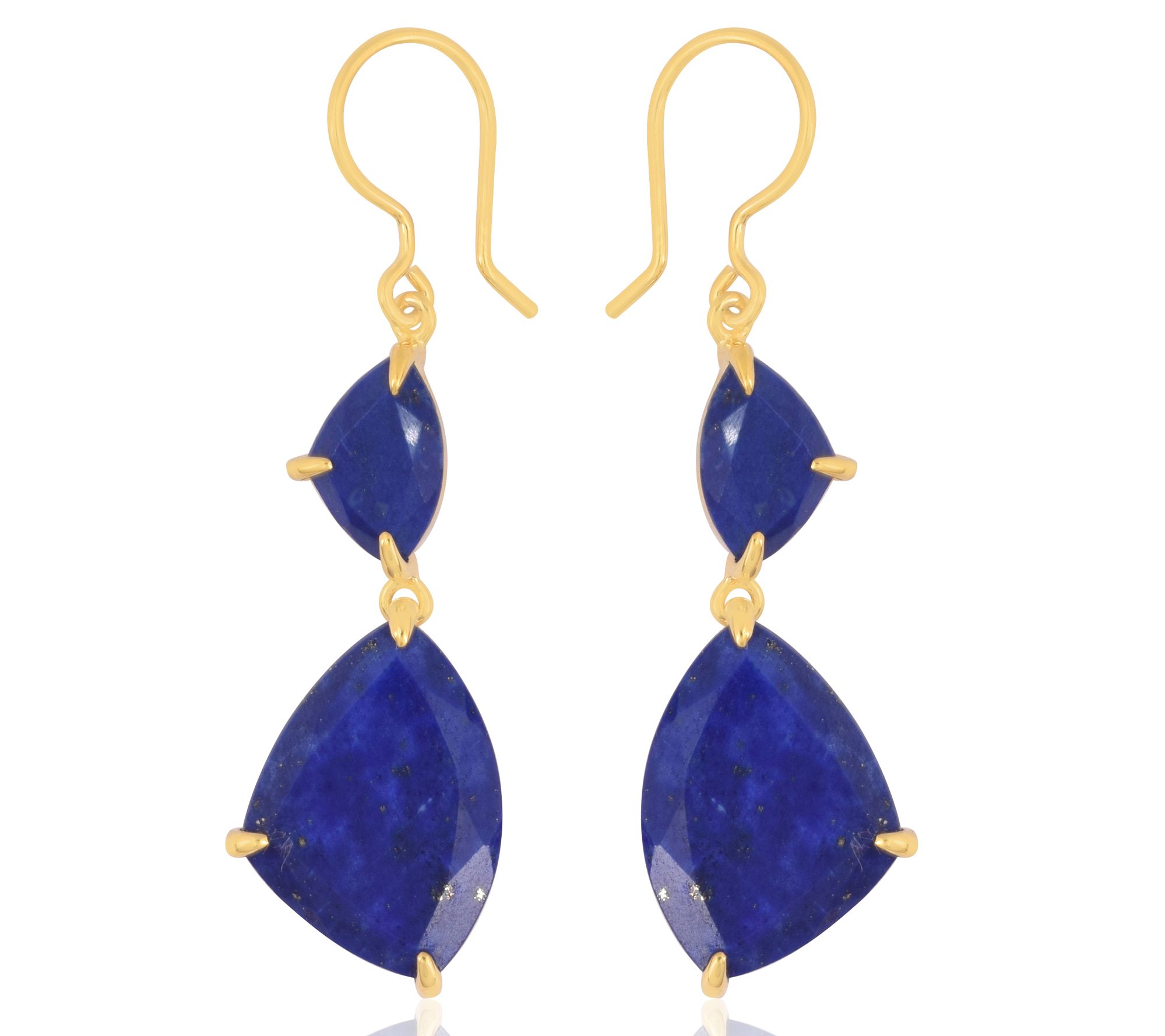 14K Gold-Plated Sterling Lapis Lazuli Dangle Earrings