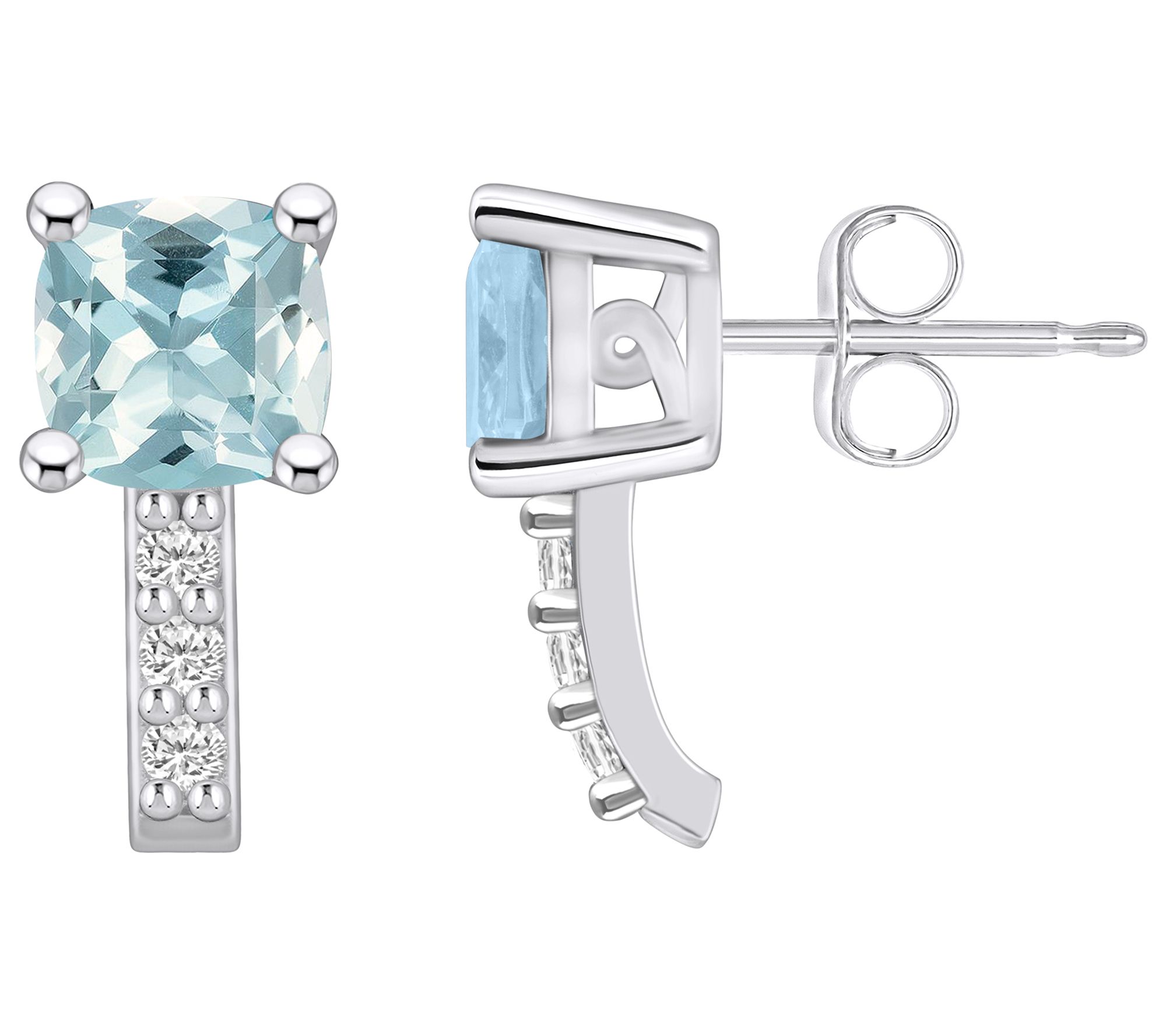 Affinity Gems 14K 1.70 cttw Aquamarine 0.10 cttw Diamond Studs