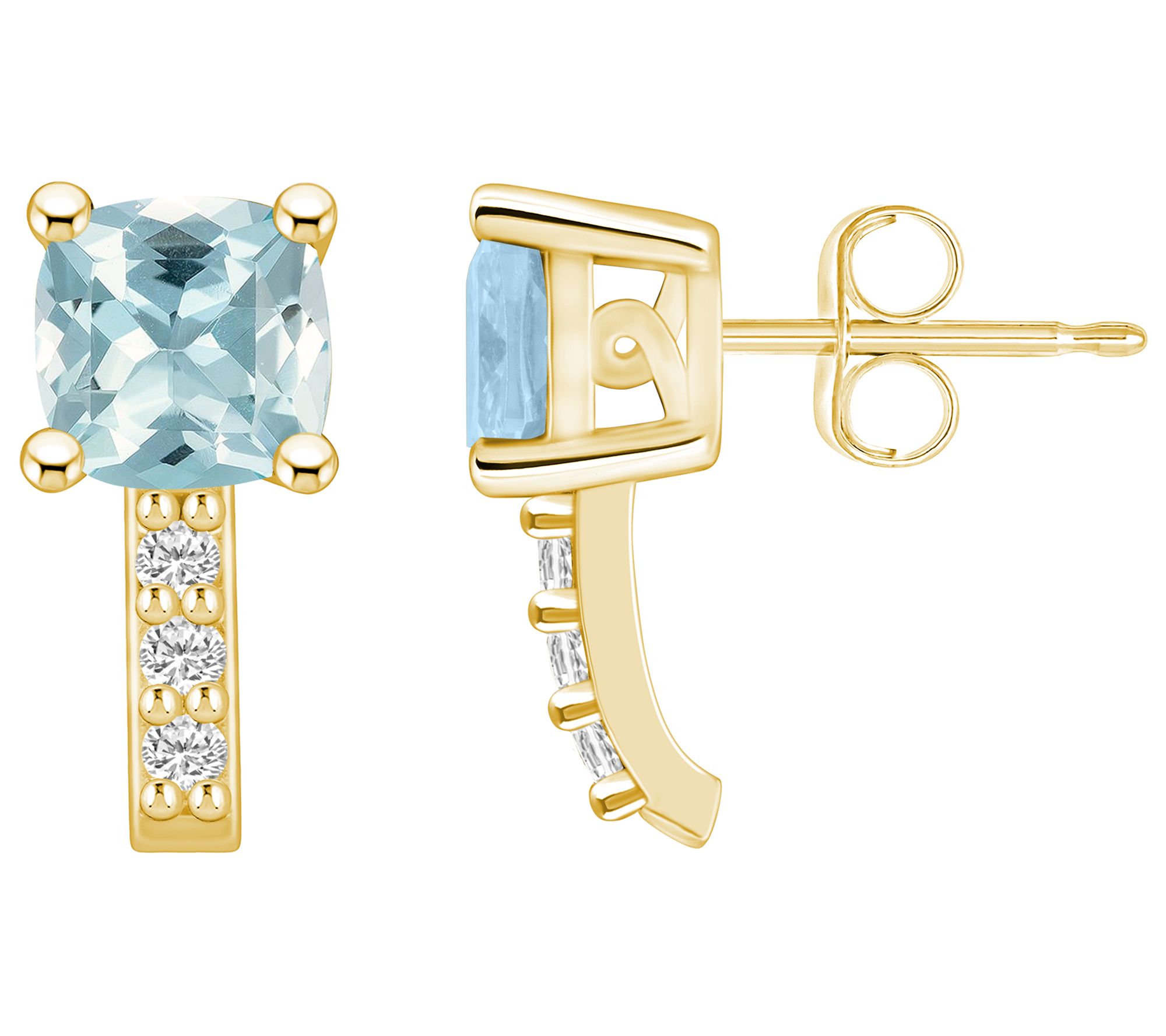Affinity Gems 14K 1.70 cttw Aquamarine 0.10 cttw Diamond Studs