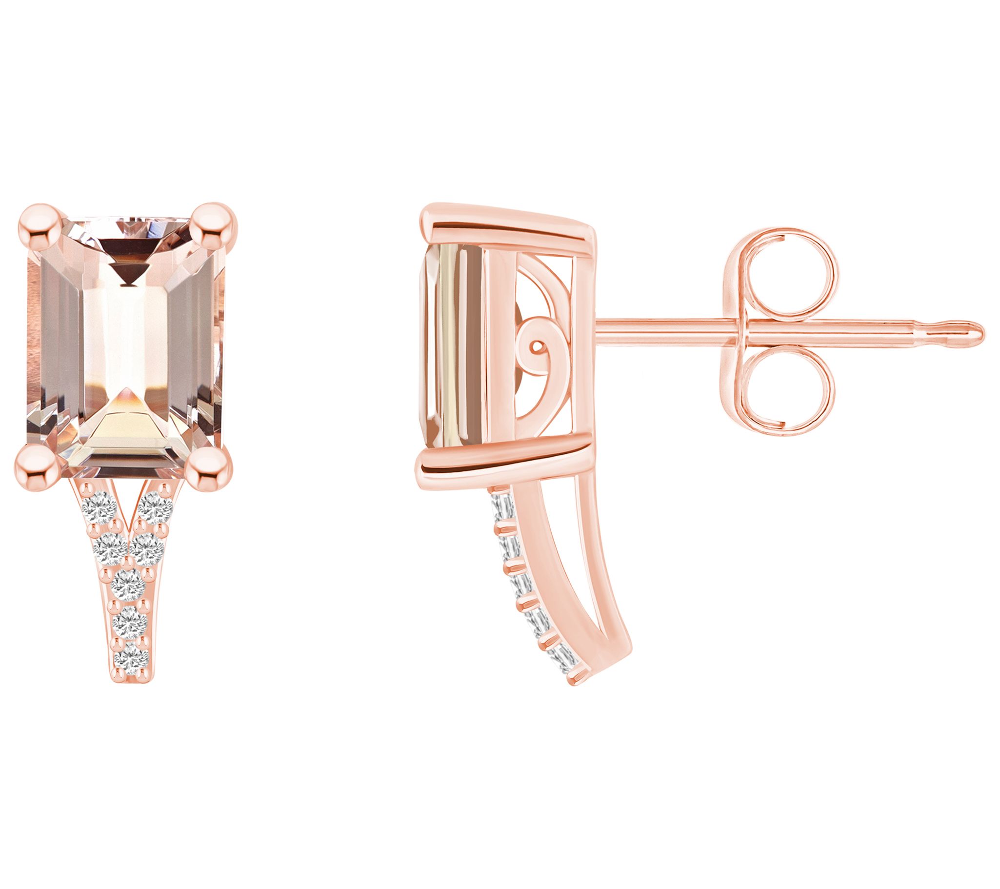 Affinity Gems 14K 2.80 cttw Morganite Diamond Accent Studs