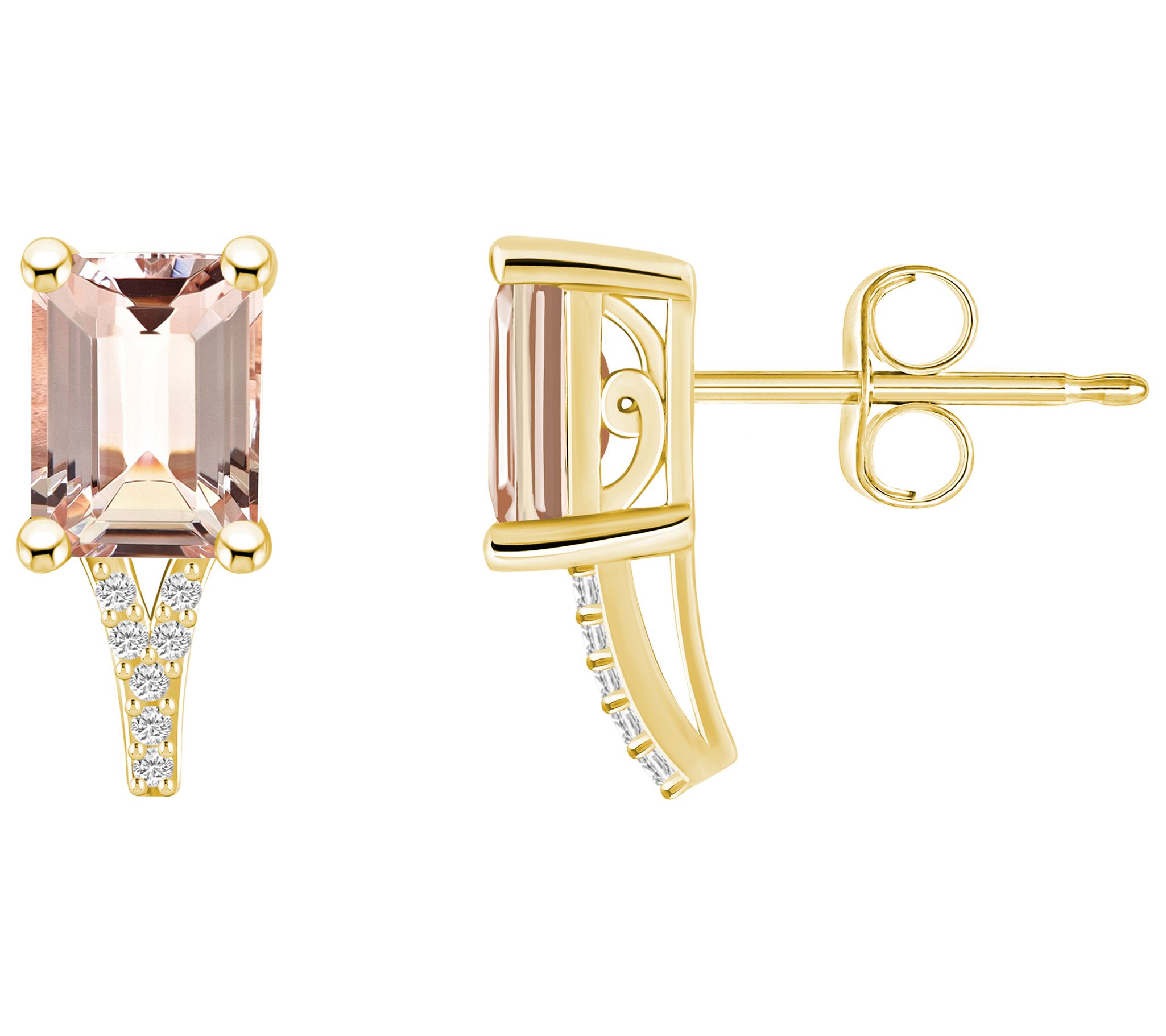 Affinity Gems 14K 2.80 cttw Morganite Diamond Accent Studs