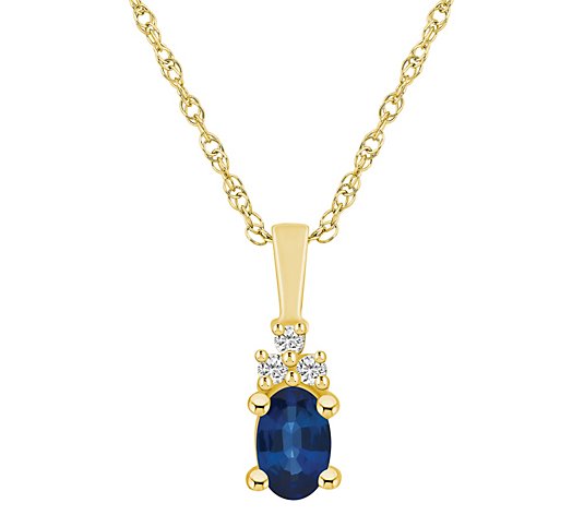 Affinity Gems Oval Gemstone & Diamond Pendant w/ Chain, 14K