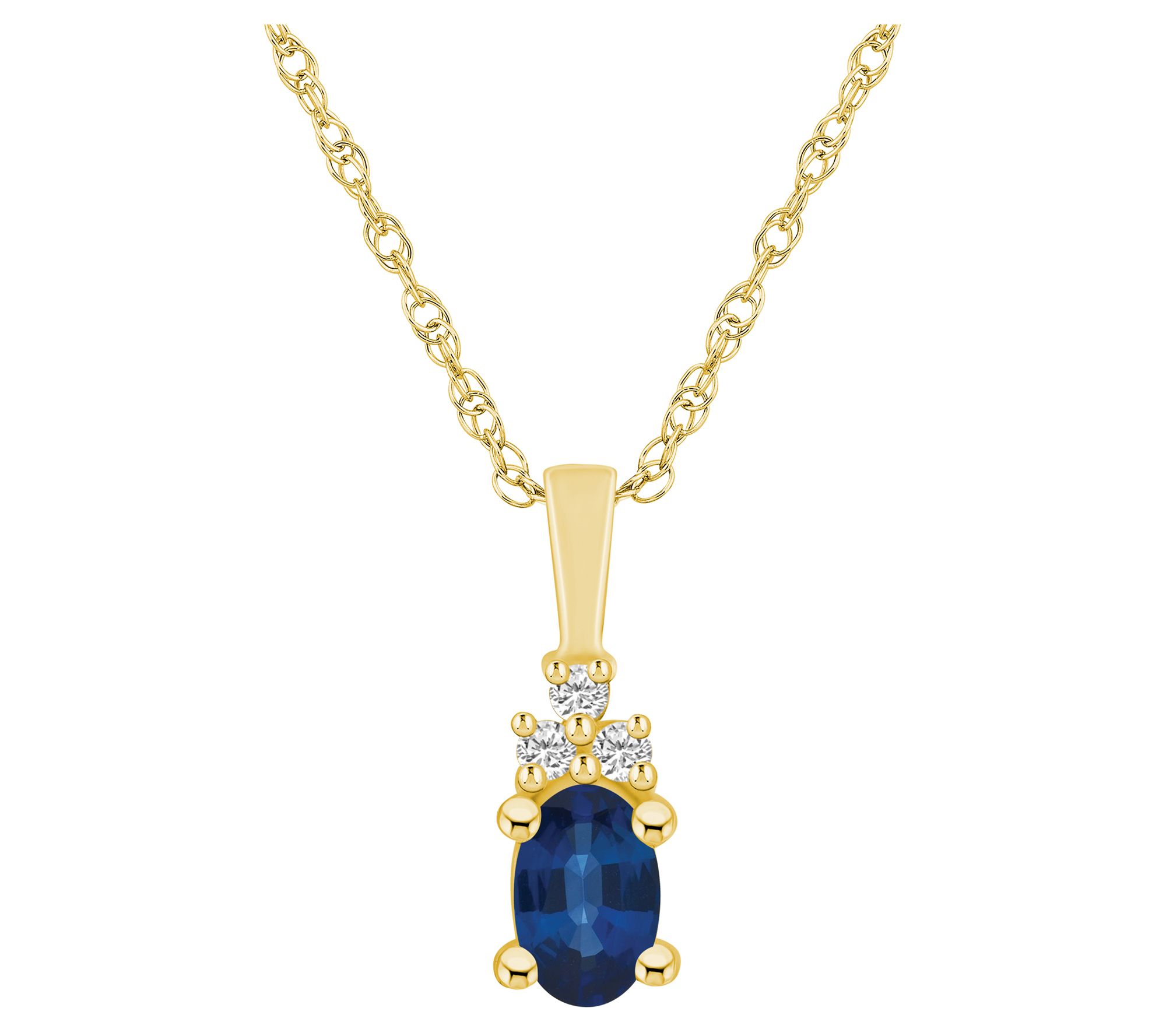 Affinity Gems Oval Gemstone & Diamond Pendant w/ Chain, 14K