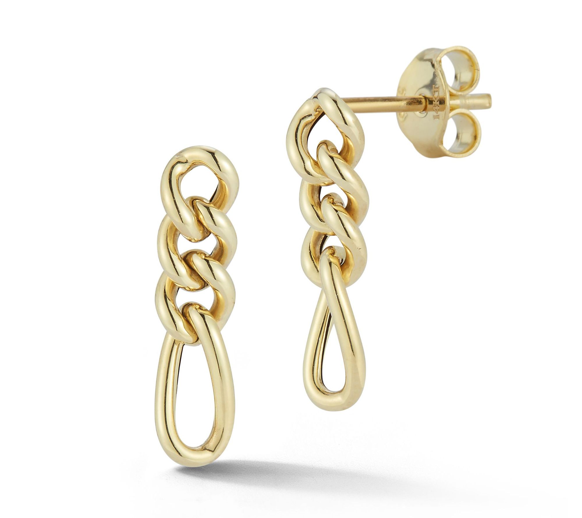 Luminosa Gold Figaro Link Drop E arrings, 14K