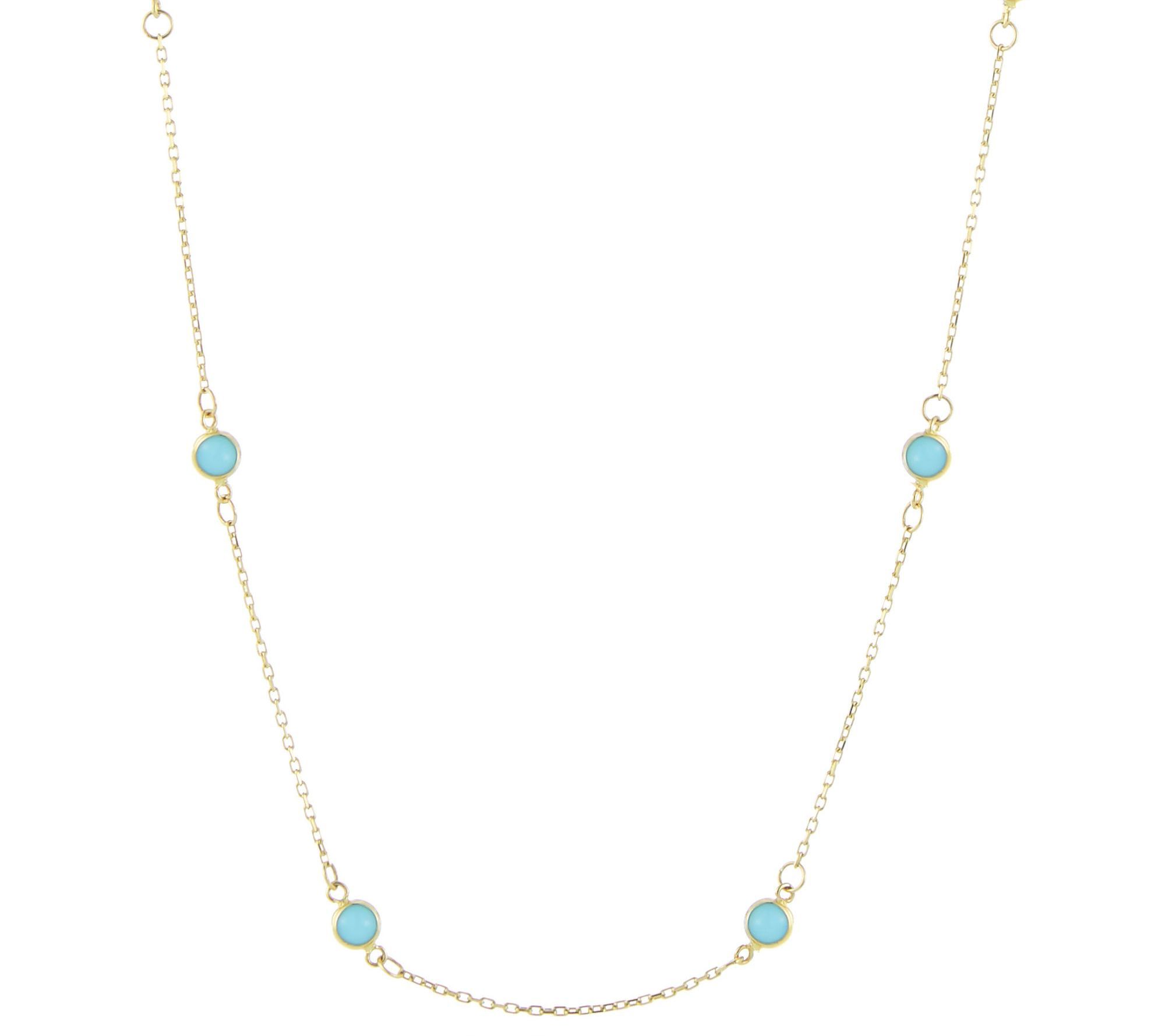 Luminosa Gold Turquoise Station Necklace, 14K