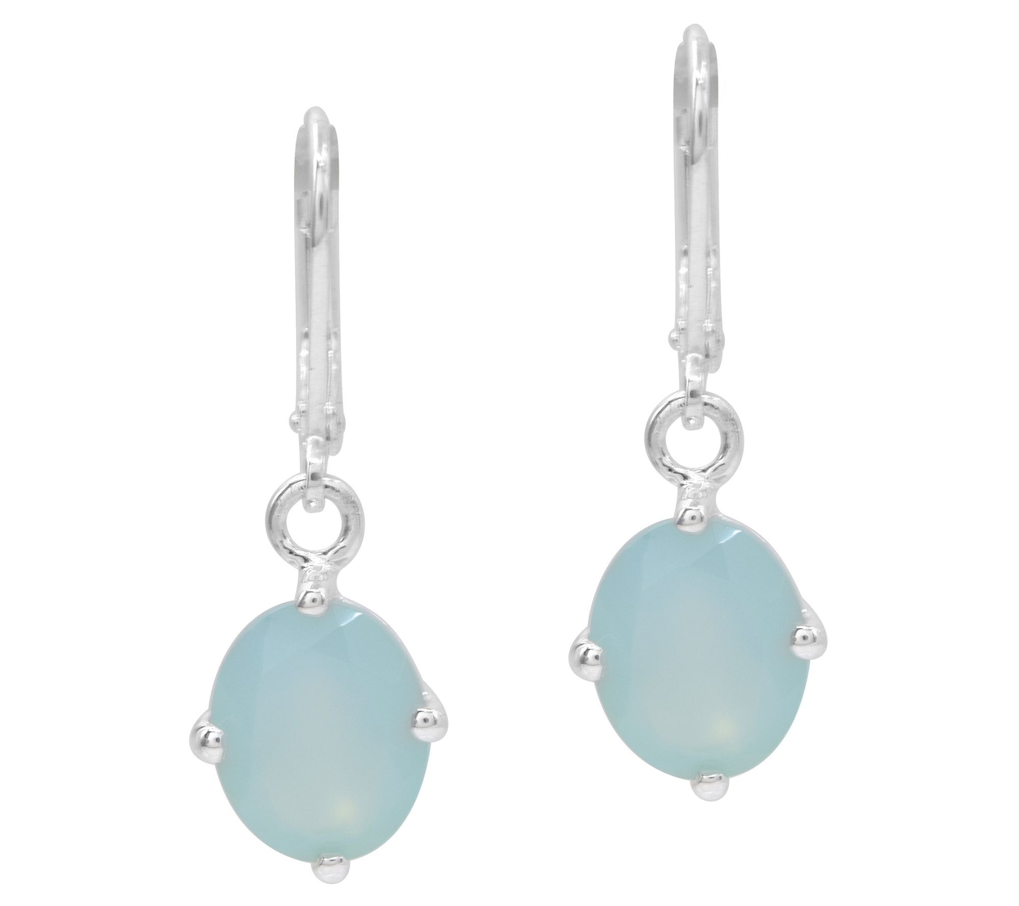 Affinity Gems Blue Chalcedony Leverback Earrings, Sterling