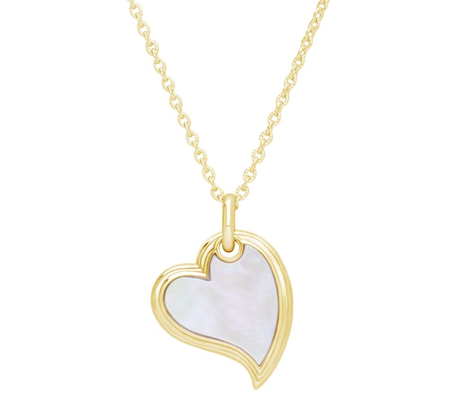 Ariva 18K Gold-Clad Mother-of-Pearl Heart Pendant with Chain