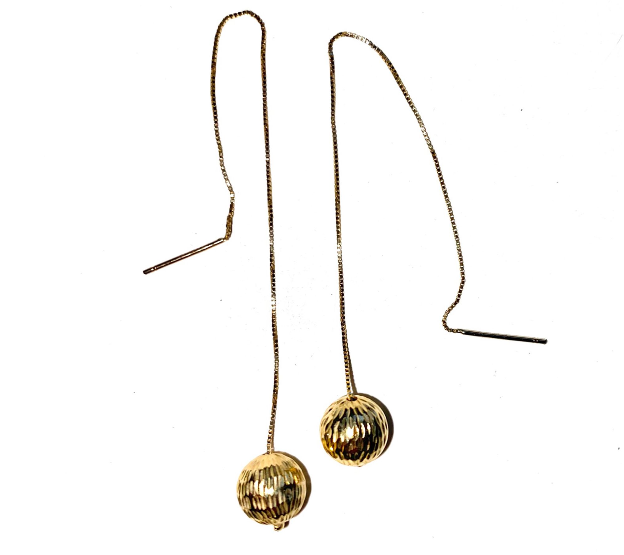 Alkeme 14K Gold Faceted Orb Threader Earrings