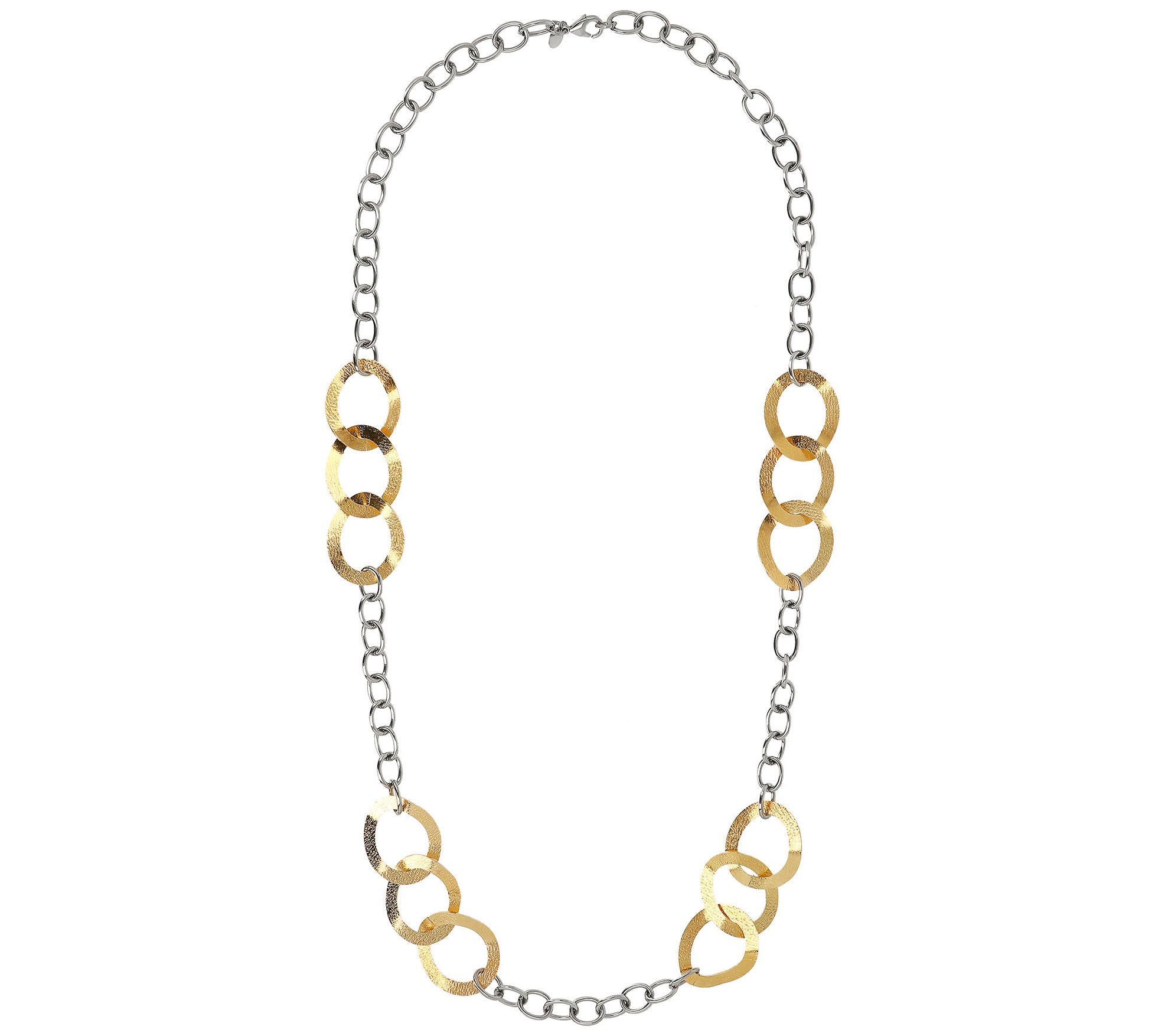  Steel by Design Two-tone Curb Station 34" Necklace