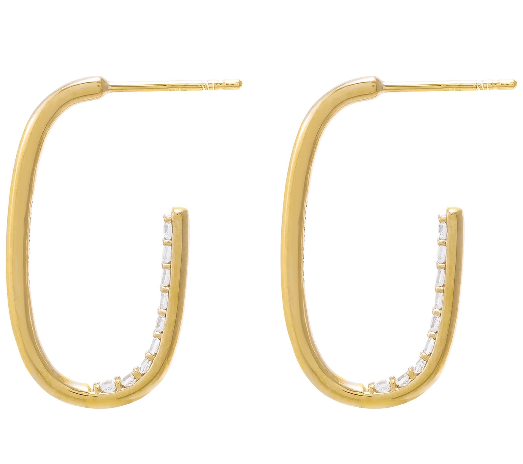 Diamonique Cttw Oval Hoop Earrings Sterling Silver Qvc Com