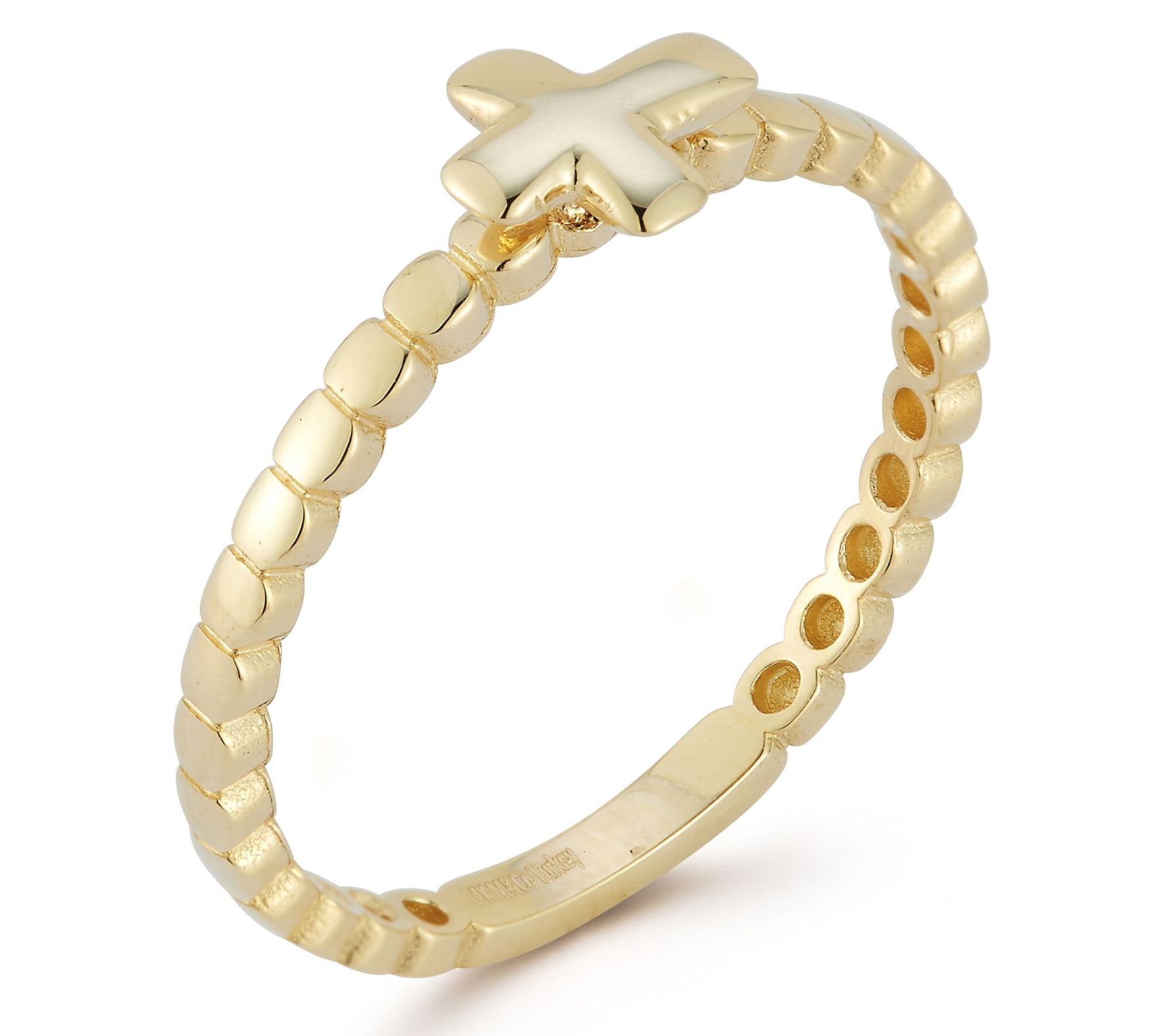 Luminosa Gold Cross Beaded Ring, 14K