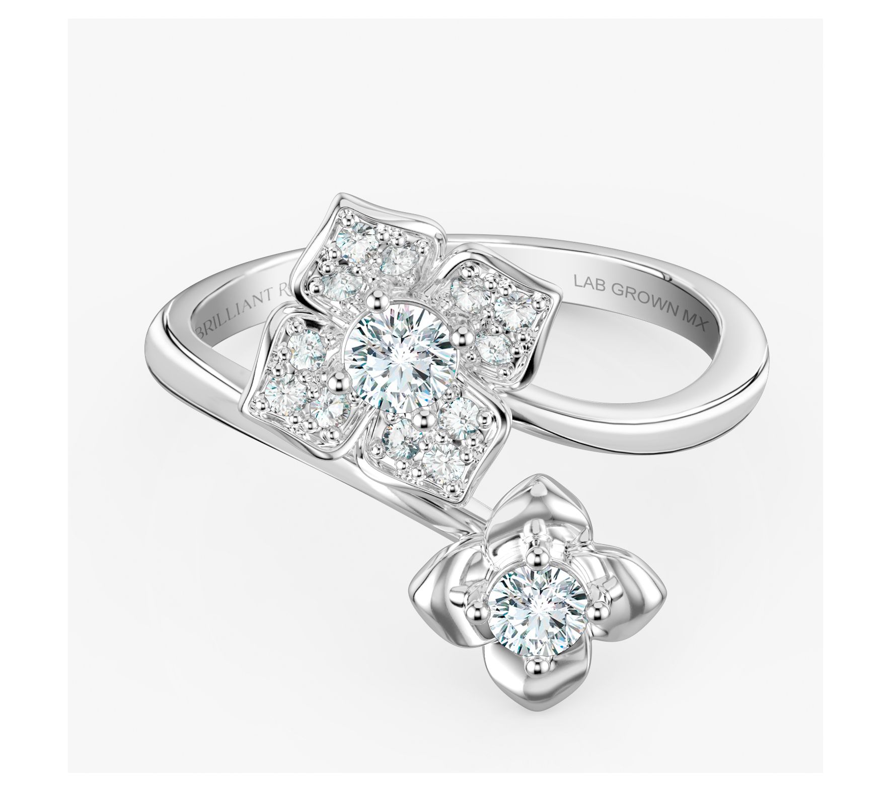  Brilliant Rose 0.50 cttw Lab Grown Diamond Floral Ring, 14K