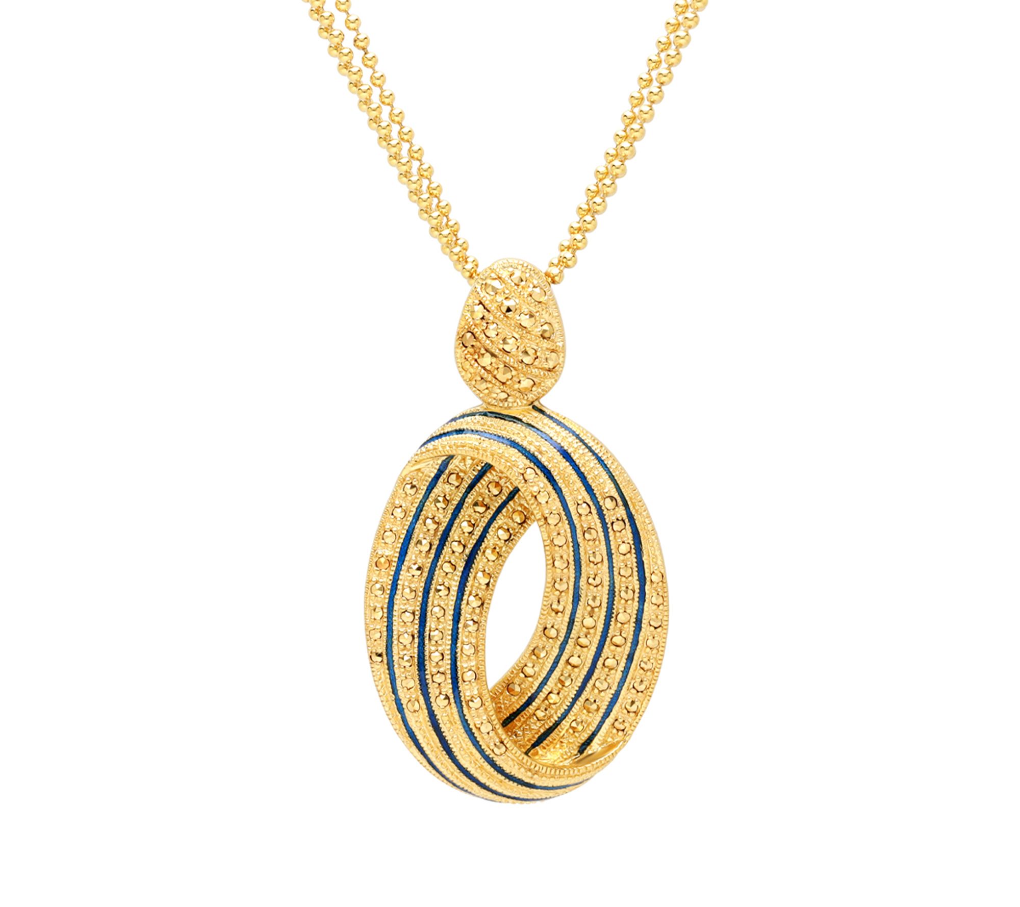 Dallas Prince 14K Clad Chrome Marcasite Pendant w/ Chain