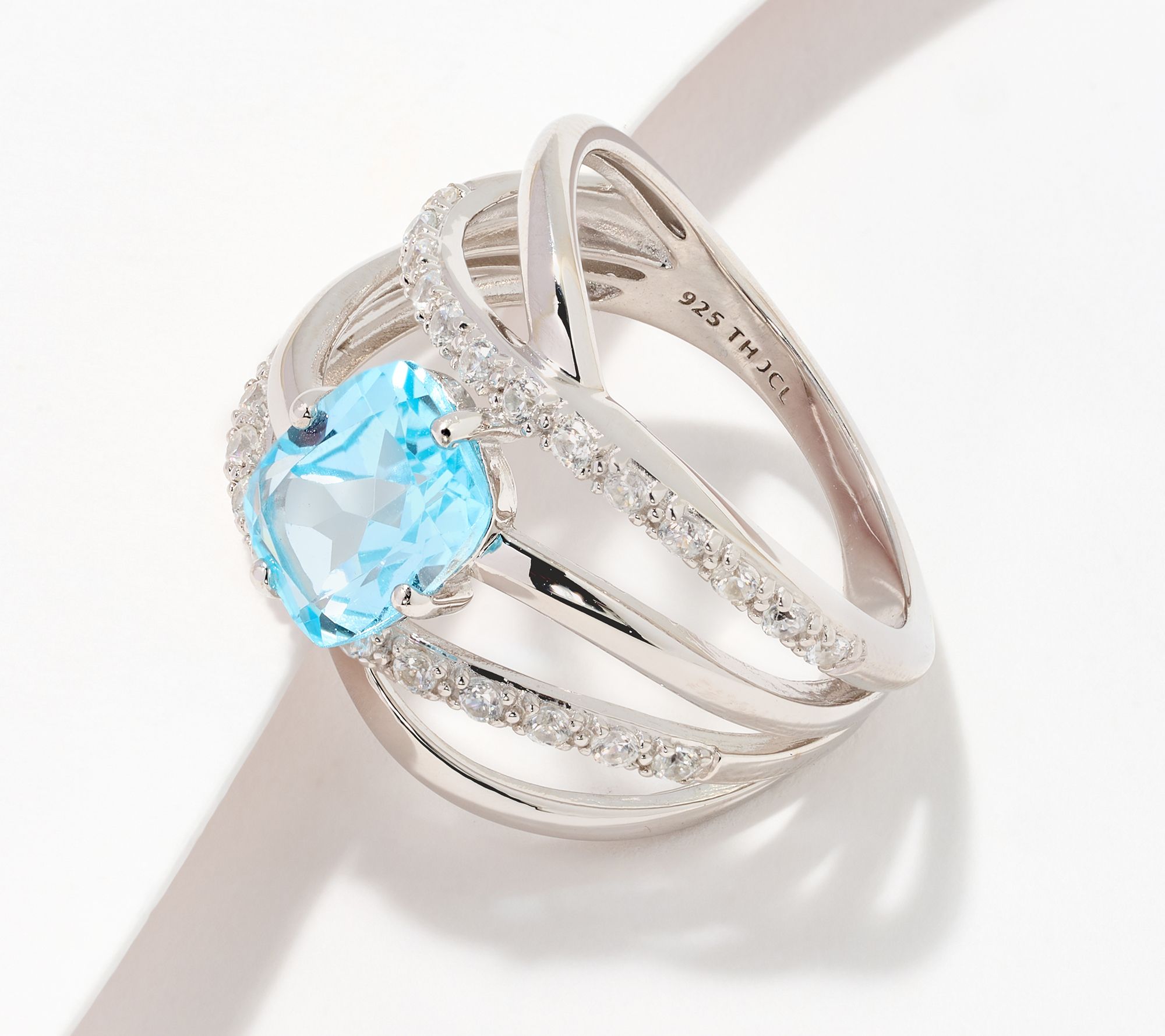 Affinity Gems Cushion Cut Semi-Precious Wave Ring, Sterling Silver