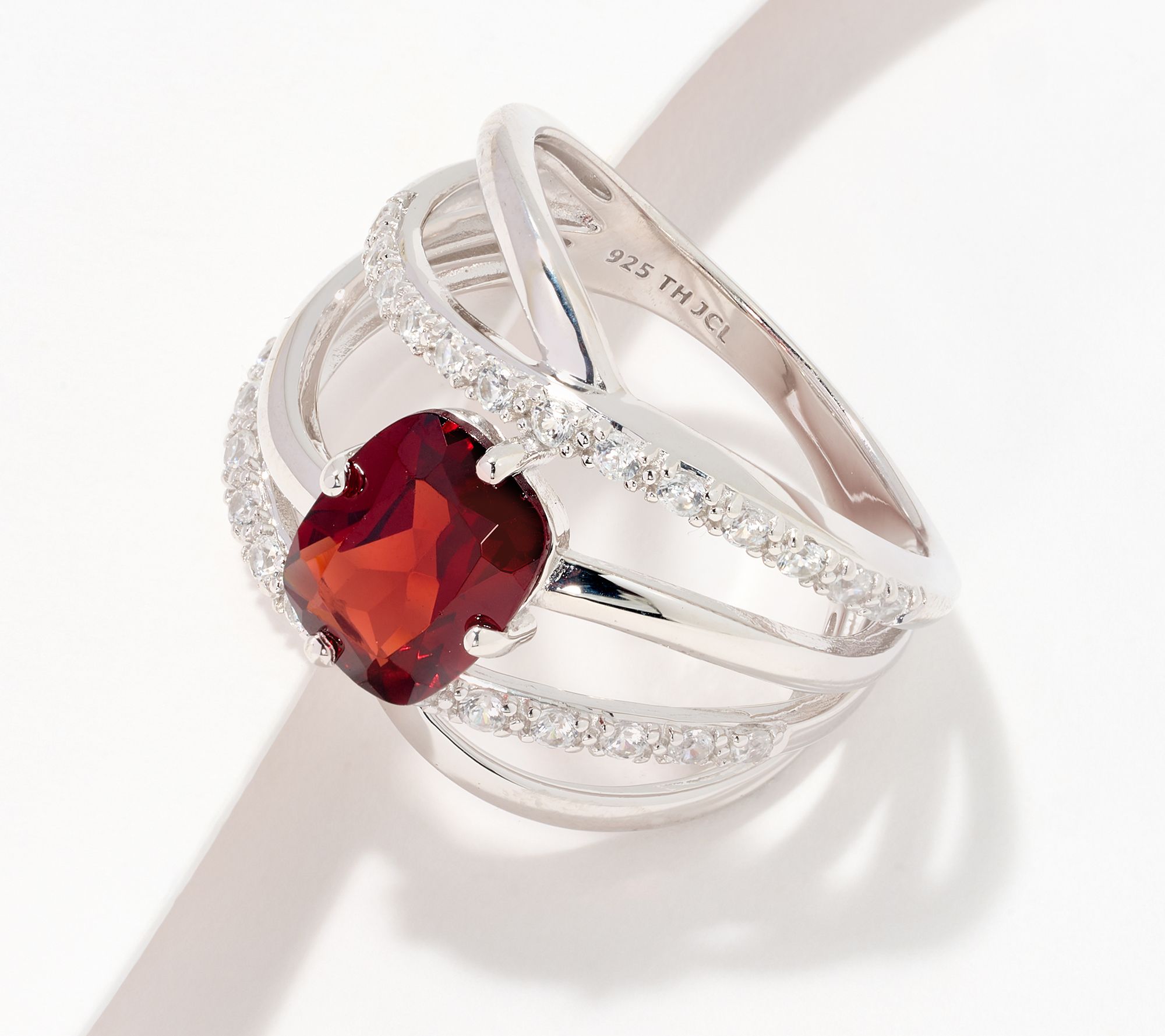 Affinity Gems Cushion Cut Semi-Precious Wave Ring, Sterling Silver