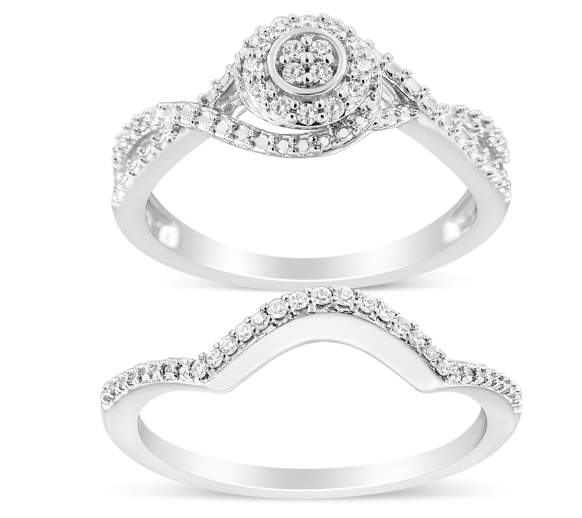 Haus of Brilliance Diamond Accent Bridal Set Ring, Sterling