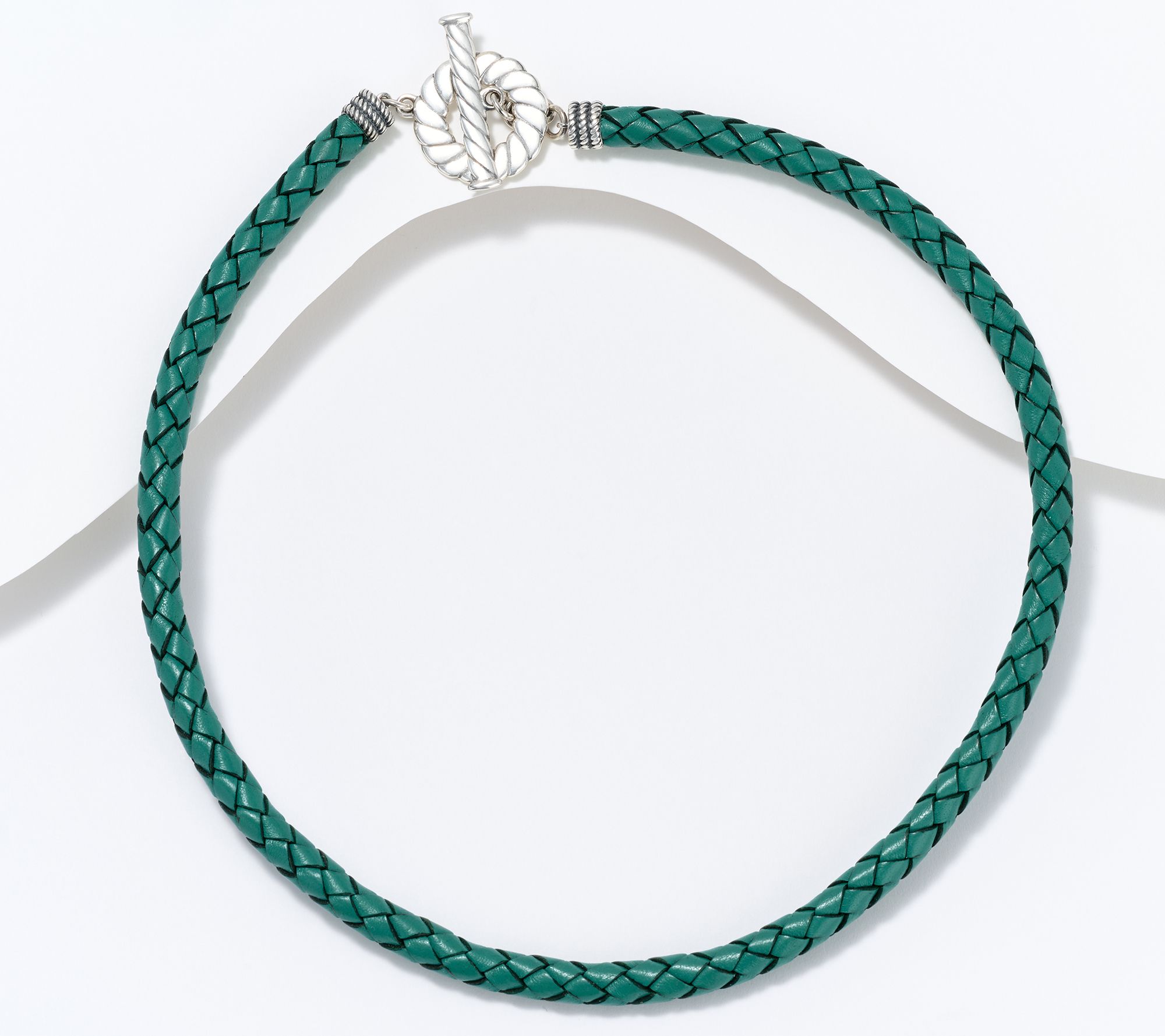 American West Sterling Silver & Braided Leather Toggle Necklace