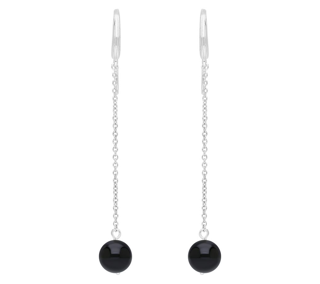 Ariva 18K Gold Clad Onyx Dangling Earrings