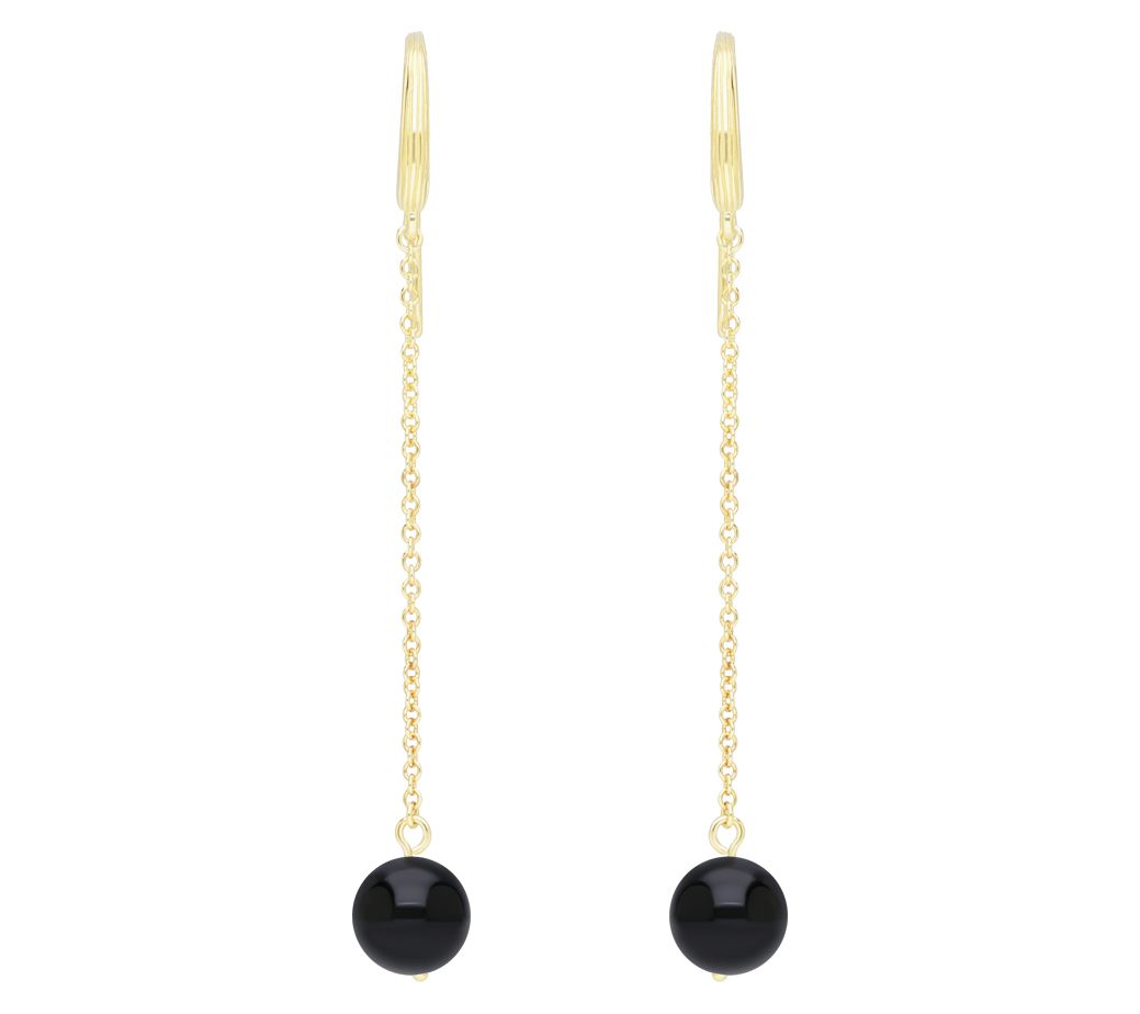 Ariva 18K Gold Clad Onyx Dangling Earrings