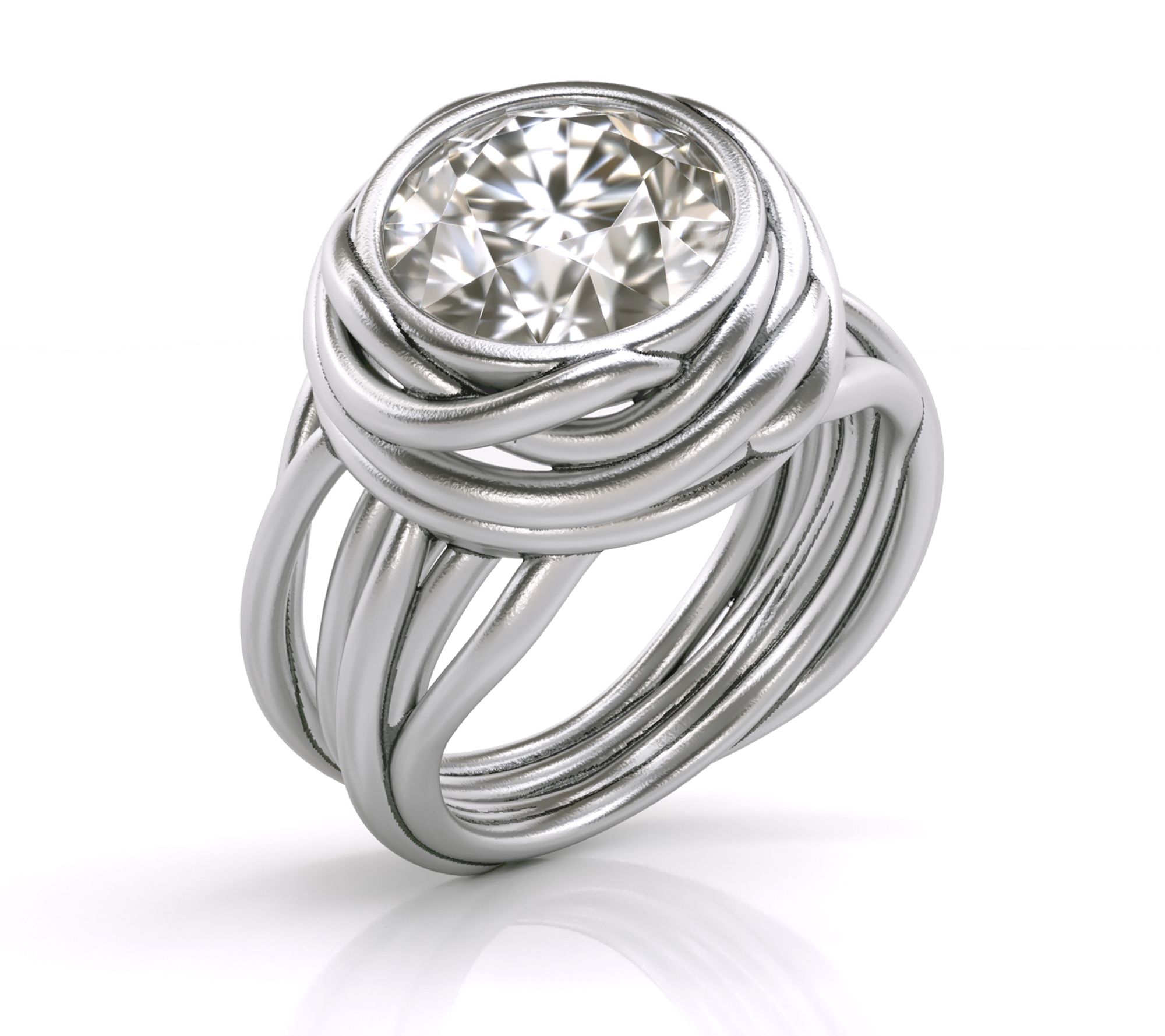 Diamonique Wrap Design Solitaire Ring, SterlingSilver
