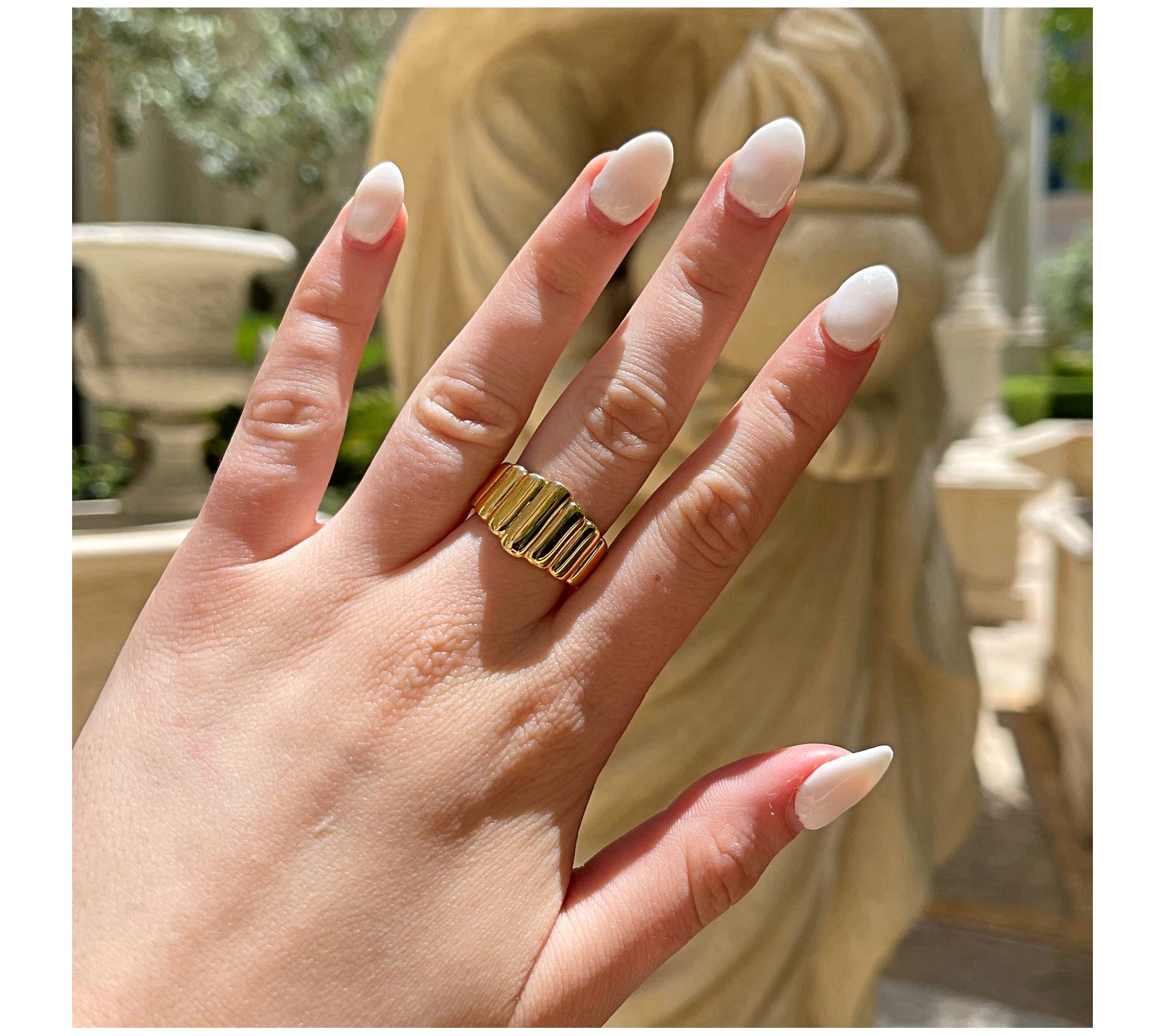 thumbnail image 2 of PAVOI 14K Gold Plated Chunky Dome Ring - Thick Puffy Signet Ring, Stackable Statement Ring For Women & Men (7mm Wide) 2 of 12