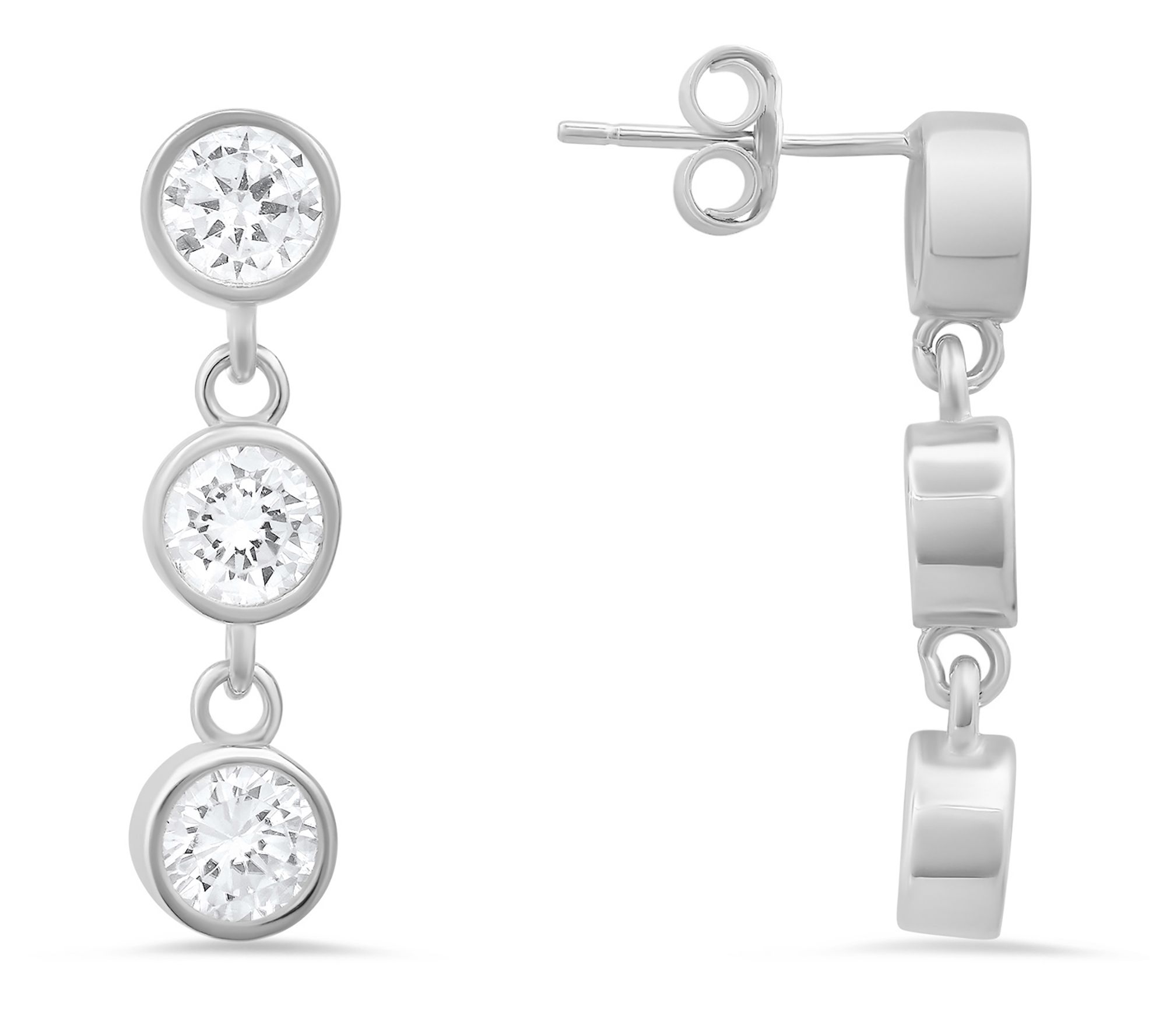 Diamonique 2.70 cttw Dangling Earrings, Sterling Silver