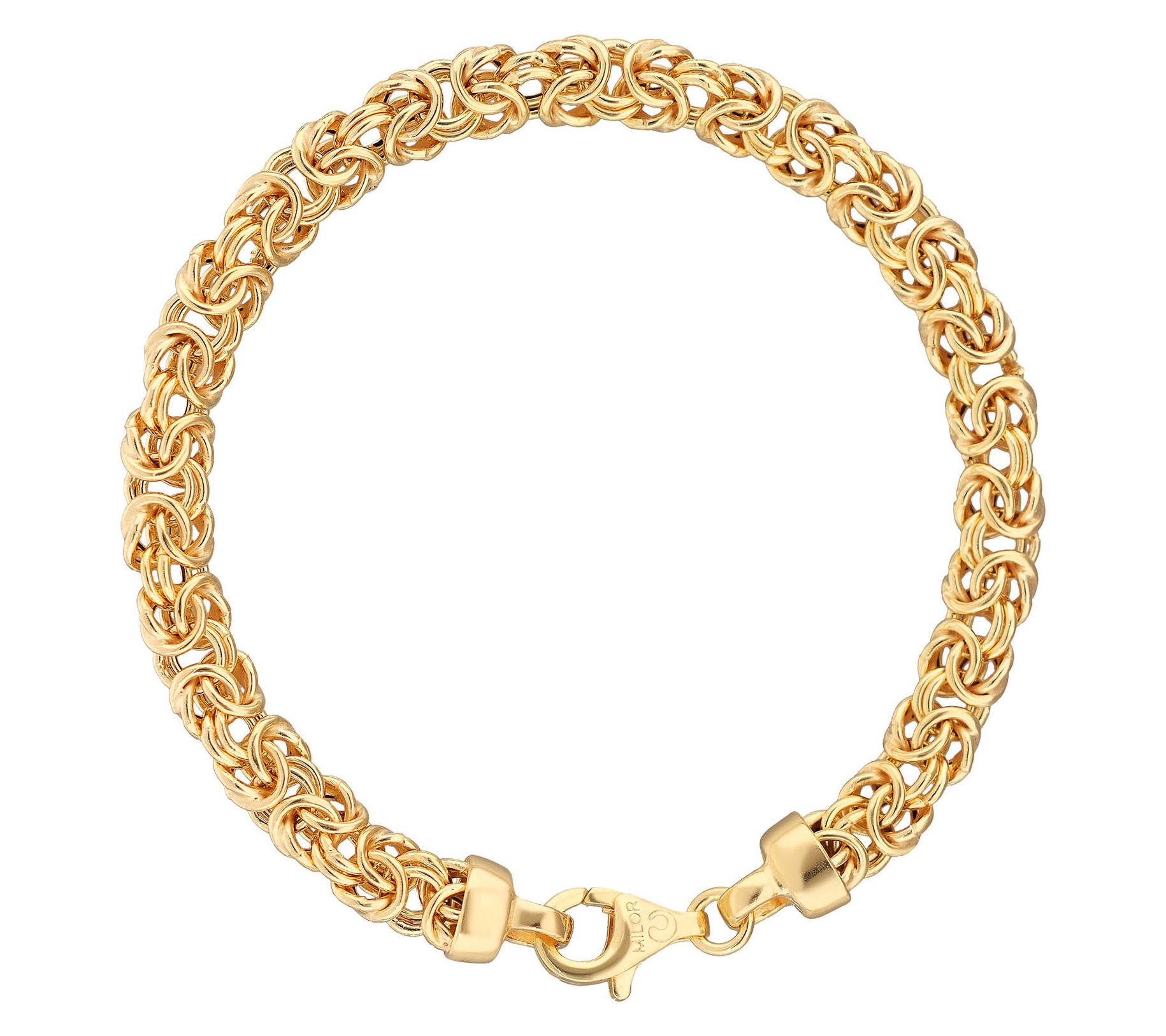 Ultrafine 950 Silver Polished Byzantine Bracelet, 18K Plated