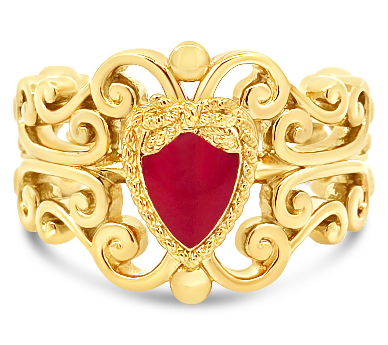 Goddaughters 14K Clad Love Knot Heart Enamel Renaissance Ring