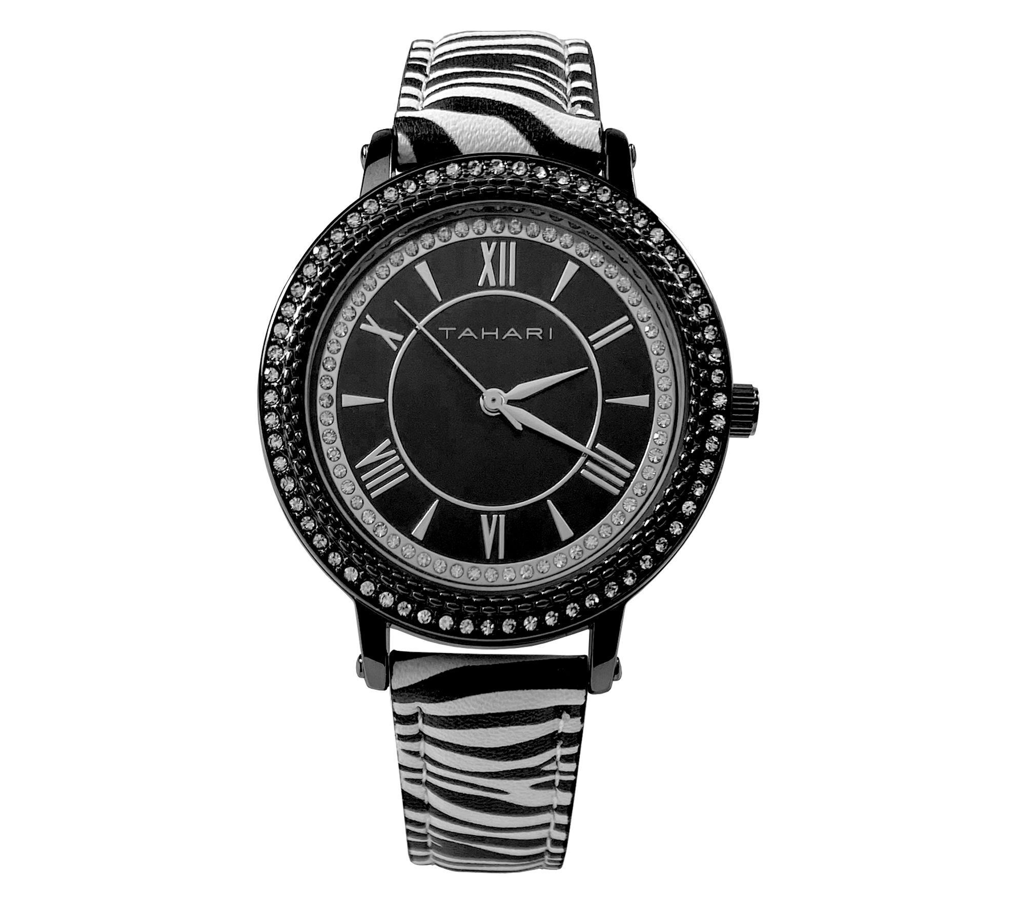 Tahari Women's Crystal Zebra Strap Watch